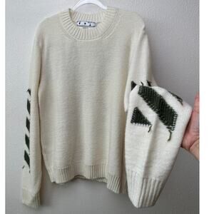 Off-White Reverse Arrow Diag Knit Crew Sweater White / Green